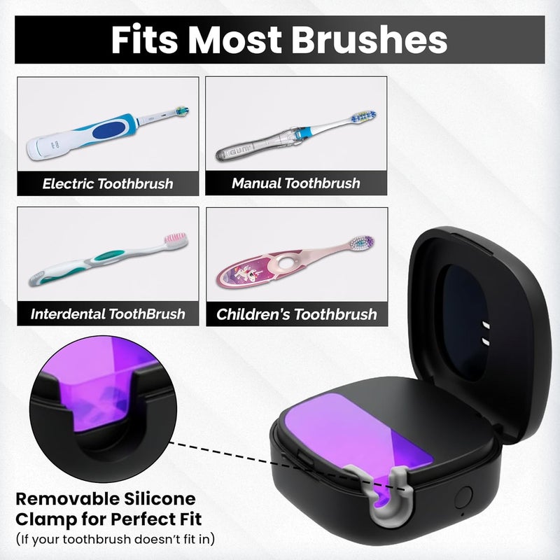 JetFresh Portable UV Toothbrush Sanitizer Holder & Cleaner with UV Light & Magnetic Mounting - Rechargeable Toothbrush Sanitizer for Travel Cover, Wall Mounted UV Tooth Brush Sanitizer Holder Fits Most Brushes - Image 5